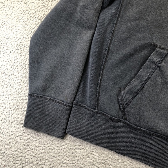 VTG Abercrombie & Fitch Hoodie Mens L Gray Y2K Puff Embroidered Heavy Distressed - Picture 3 of 16